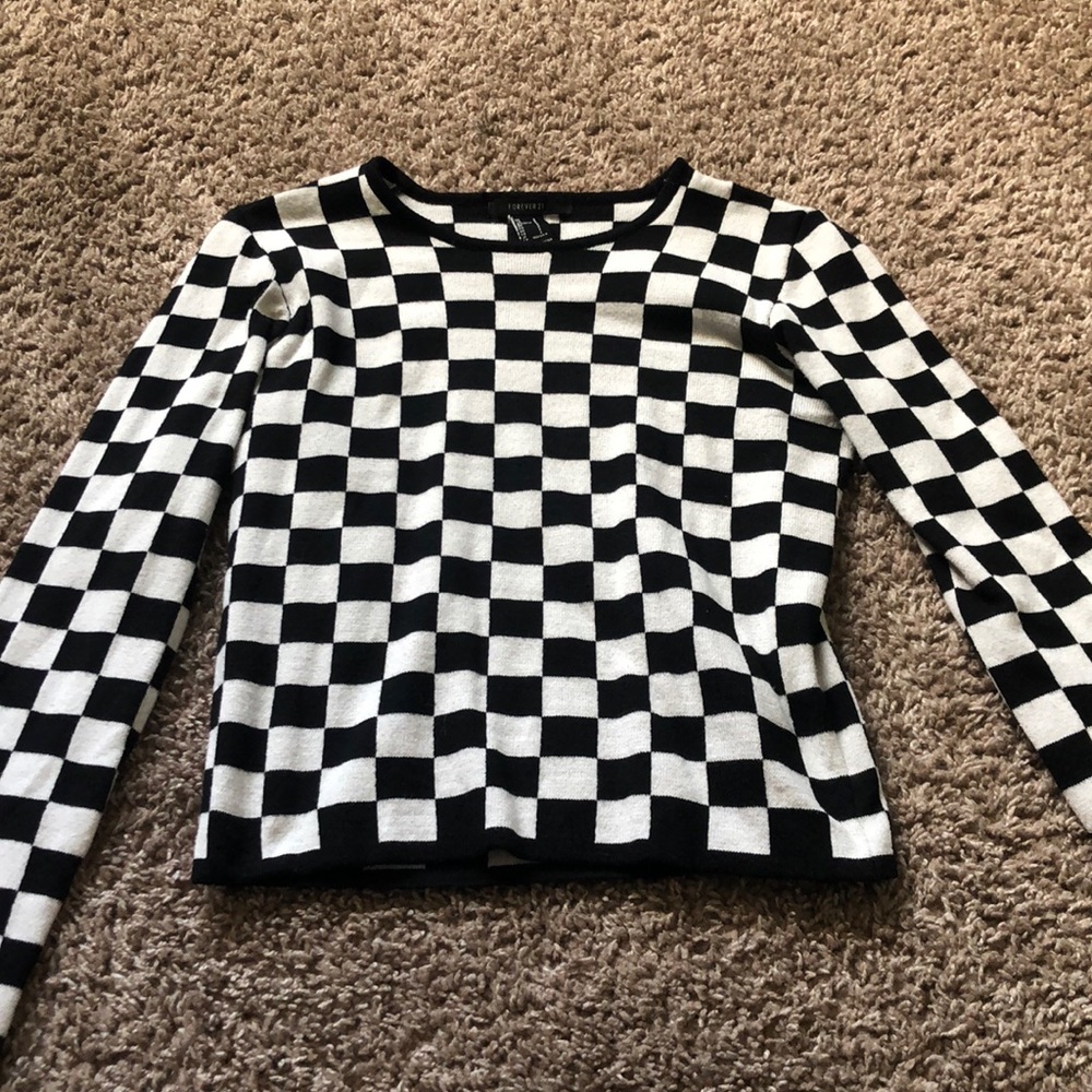 3/4 checker print top